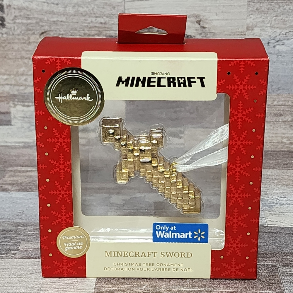 2020 Hallmark Premium Gold Ornament Minecraft Sword Christmas Walmart Exclusive